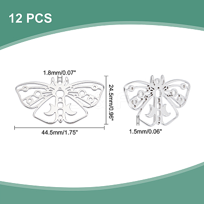12Pcs 304 Stainless Steel Pendants STAS-DC0011-17-1