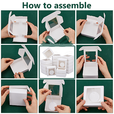 30Pcs Square Kraft Paper Visible Window Storage Mailer Boxes DIY-DC0004-32-1