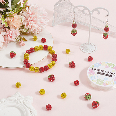 DIY Strawberry Handmade Polymer Clay Rhinestone Beads Bracelets Making Kits FIND-SC0015-13-1