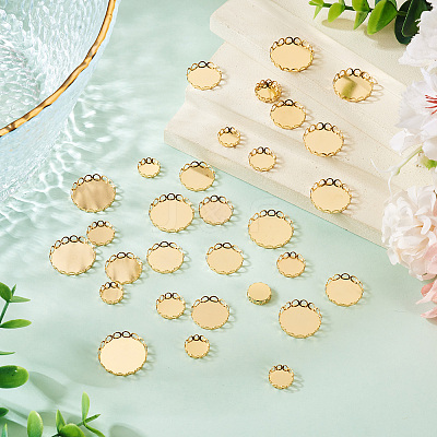 60Pcs 6 Style 304 Stainless Steel Cabochon Settings STAS-CD0001-11-1
