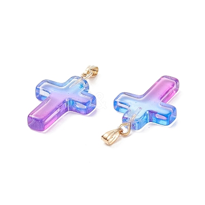 Two Tone Transparent Glass Pendants GLAA-A004-02F-1
