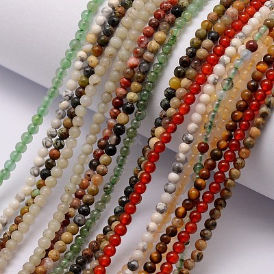 Natural Assorted Gemstone Bead Strands G-K146-M-2mm-1