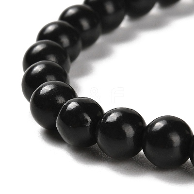 Natural Shungite Round Beaded Stretch Bracelets BJEW-NH0001-01B-1