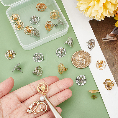 24Pcs 2 Colors 304 Stainless Steel Stud Earring Findings STAS-UN0040-82-1