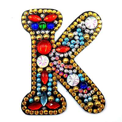DIY Colorful Initial Letter Keychain Diamond Painting Kits DIAM-PW0004-127K-1