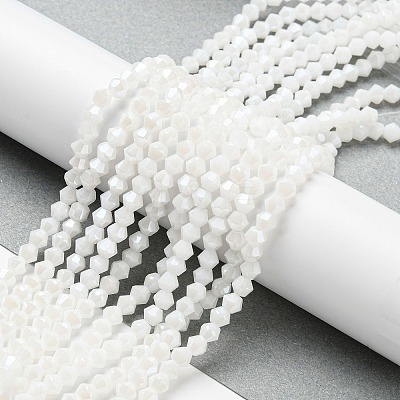 Opaque Solid Color Electroplate Glass Beads Strands GLAA-F029-P4mm-C15-1