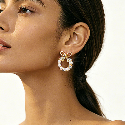 Brass Micro Pave Cubic Zirconia Stud Earrings for Women HC2180-1