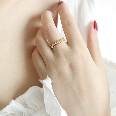Hollow Out Leaf Brass Micro Pave Clear Cubic Zirconia Finger Rings FS-WGFDF8C-01-1
