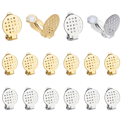 24Pcs 2 Colors 304 Stainless Steel Clip-on Earring Findings STAS-ME0001-60-1