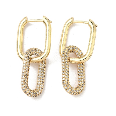 Brass Micro Pave Cubic Zirconia Huggie Hoop Earrings EJEW-G274-09G-02-1