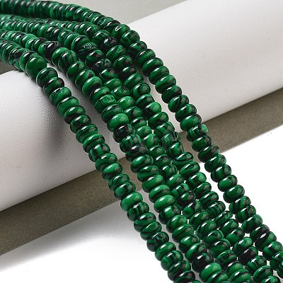 Synthetic Malachite Beads Strands G-K343-C15-01-1