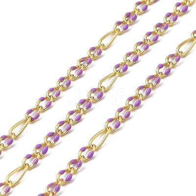 Handmade Brass Enamel Oval Link Chains CHC-L053-08G-02-1