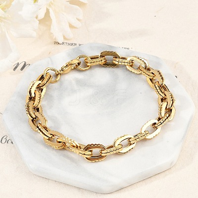 304 Stainless Steel Double Cable Link Chain Bracelets for Women Men BJEW-F488-36G-1