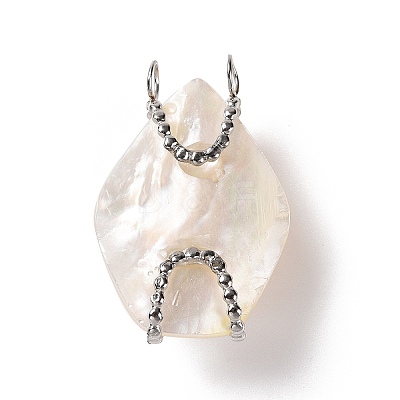 Natural White Shell Pendants SSHEL-C009-02P-1
