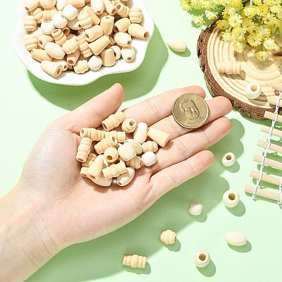 700 Pcs 7 Styles Unfinished Wood Beads WOOD-CJ0002-65-1