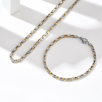 304 Stainless Steel Chain Necklaces & Bracelets Sets SJEW-D091-11GP-1