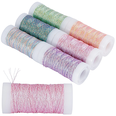 6 Rolls 6 Colors 6-Ply Metallic Polyester Embroidery Floss EMBR-CY0001-03-1