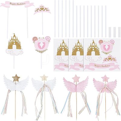 4Pcs 2 Colors Resin Wing & Star Cake Topper DIY-FH0002-91-1