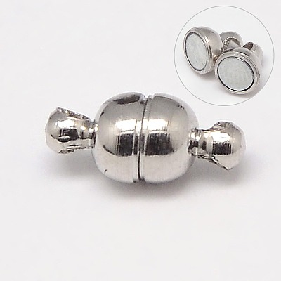 Round Brass Magnetic Clasps with Loops KK-D331-P-NF-1