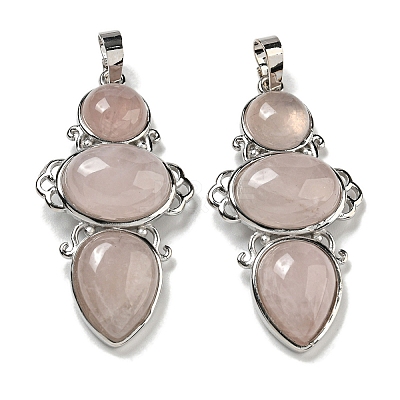Natural Rose Quartz Pendants G-Q158-04E-1