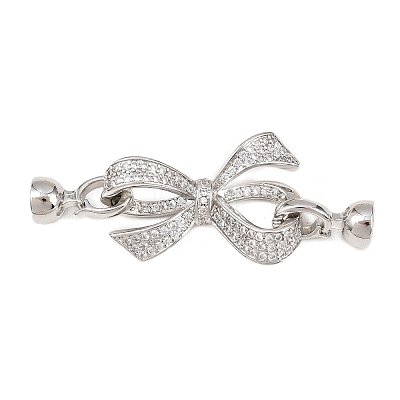 Brass Micro Pave Clear Cubic Zirconia Fold Over Clasps KK-U059-61P-1