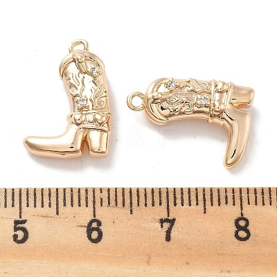 Brass Micro Pave Clear Cubic Zirconia Pendants X-KK-M102-25G-1