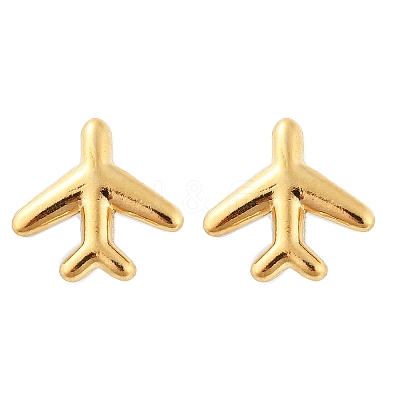 304 Stainless Steel Tiny Airplane Stud Earrings with 316 Stainless Steel Pins for Women EJEW-J043-01G-1