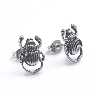 Retro 304 Stainless Steel Stud Earrings EJEW-L248-003AS-1