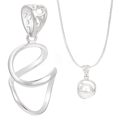 1Pc Sterling Silver Pendant Cabochon Setting STER-BC0002-52-1