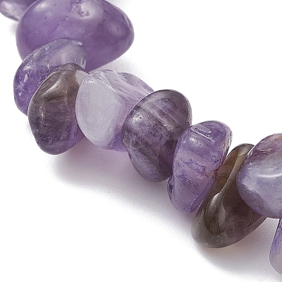 Natural Amethyst Chips Beaded Bracelet BJEW-JB09686-01-1