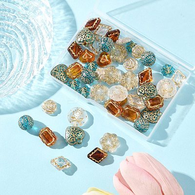 50Pcs 10 Styles Acrylic Beads OACR-FP0001-14-1