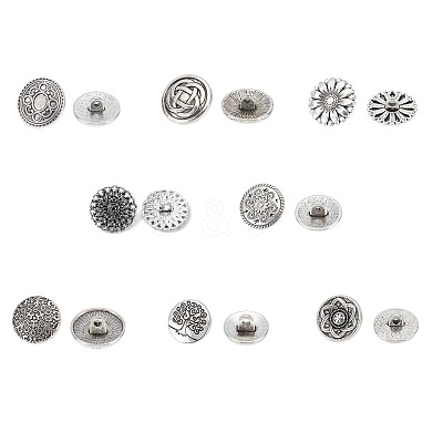80Pcs 8 Style 1-Hole Zinc Alloy Shank Button BUTT-PH0001-16-1