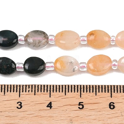 Natural Green Spot Jasper & Rose Quartz & Moss Agate & Red Aventurine Beads Strands G-Z135-A07-1