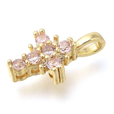 Brass Pave Clear Cubic Zirconia Pendants KK-M101-01G-06-1