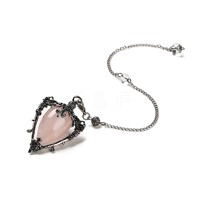 Natural Rose Quartz Triangle Dowsing Pendulum Pendants G-G022-01AS-02-1