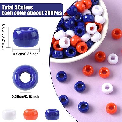 600Pcs 3 Colors Opaque Plastic Beads KY-FS0001-39-1