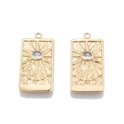 Brass Micro Pave Clear Cubic Zirconia Pendants KK-G432-06G-1