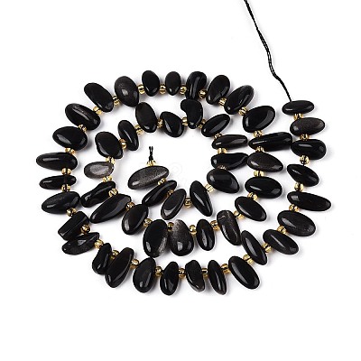 Natural Silver Sheen Obsidian Beads Strands G-Z091-A38-1