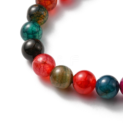 Natural Agate Stretch Bracelets Set with Alloy Owl Beaded ANIM-PW0003-027C-1