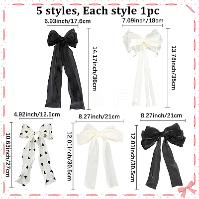 5Pcs 5 Colors Cloth Bowknot Hair Barrettes PHAR-SP0001-15-1