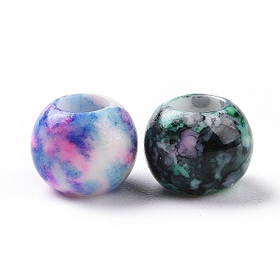 Spray Painted Opaque Acrylic European Beads ACRP-F002-03-1