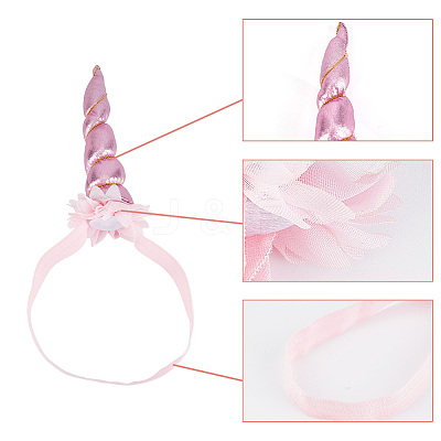 5Pcs 5 Colors Cloth Unicorn Horn Headbands for Kids OHAR-DR0001-01-1