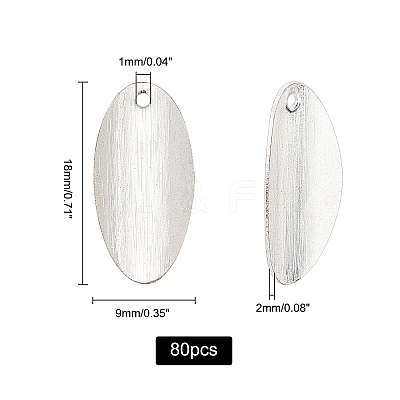 80Pcs Brass Blank Tag Flat Oval Slice Pendants KK-FH0002-56-1