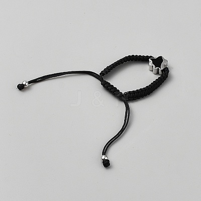 Paw Print Stainless Steel Bead Link Bracelets BJEW-WH0016-95P-1
