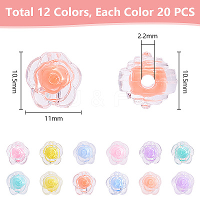 240Pcs 12 Colors Transparent Acrylic Beads MACR-PH0001-75-1
