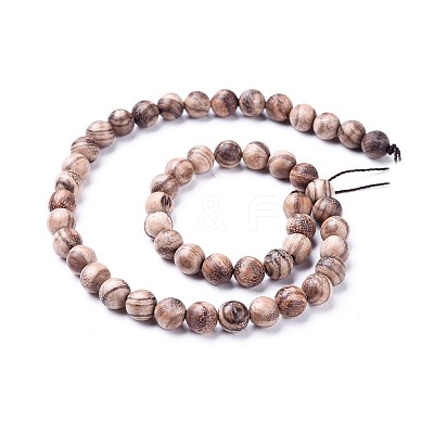 Natural Wood Beads Strands WOOD-F008-06-A-1