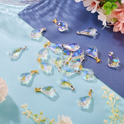 20Pcs 2 Colors AB Color Plated Electroplate Glass Pendants PALLOY-TA00331-1