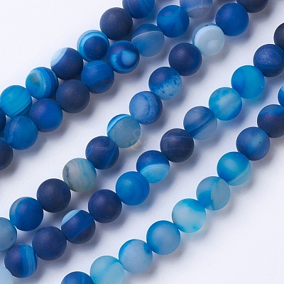 Natural Grade A Striped Agate/Banded Agate Beads Strands G-E478-05-8mm-1