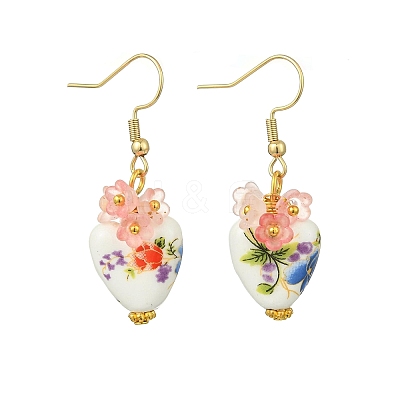 Handmade Porcelain & Acrylic Beads Dangle Earrings for Women EJEW-JE07329-1