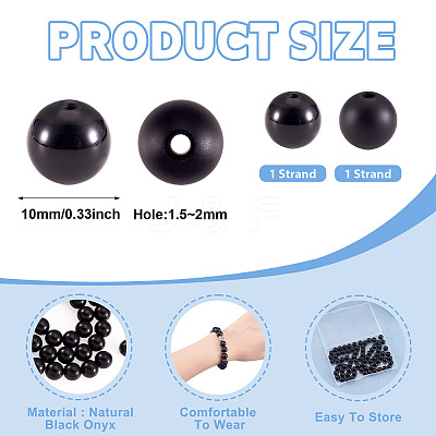 2 Strands 2 Styles Natural Black Onyx(Dyed & Heated) Beads Strands G-TA0003-52-10mm-1